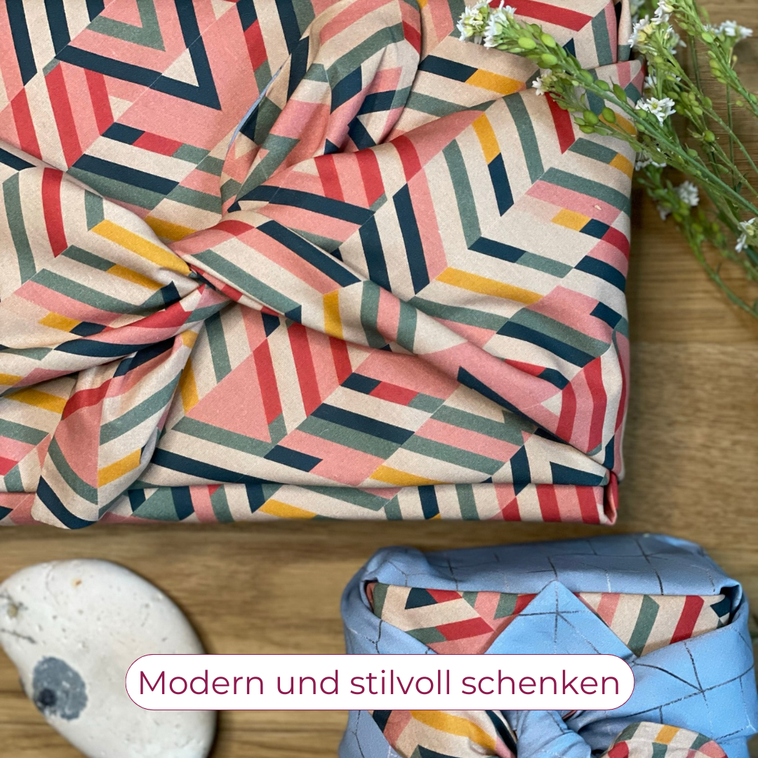Furoshiki 4er Set, Furoshiki cloth, Furoshiki Tuch, wiederverwendbare Geschenkverpackung, geschenkverpackungs aus Stoff, nachhaltig schenken, Geschenkverpackung Sommer, Furoshiki Frühling, Furoshiki aus Baumwolle