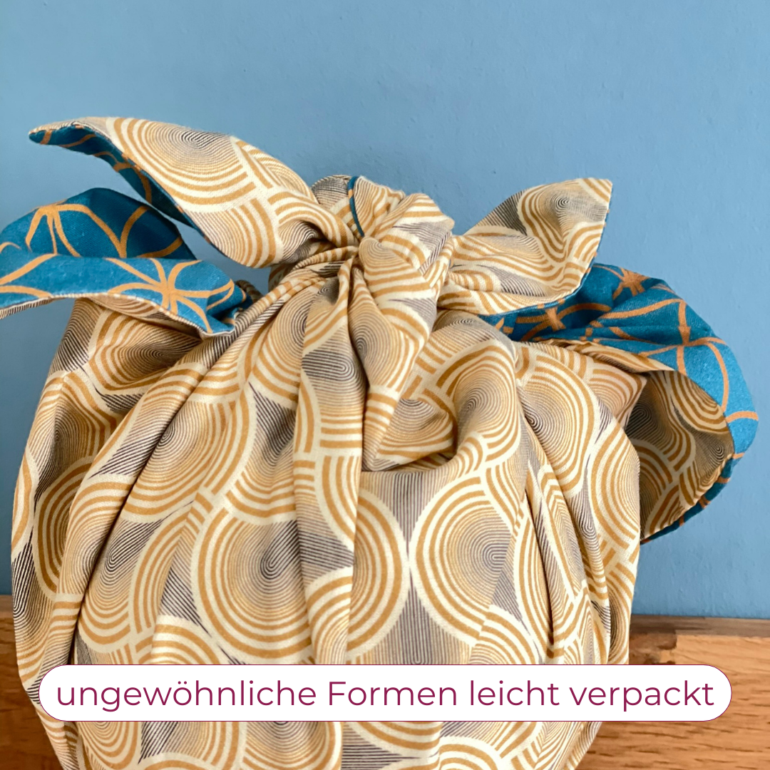 Furoshiki doppelseitig blau und gelb