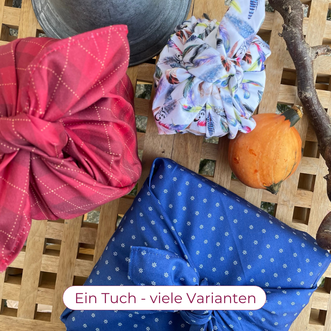 Furoshiki, Furoshiki Set, Furoshiki 4er Set, Furoshiki Weihnachten, Furoshike cloth, nachhaltig Schenken, Geschenkverpackung, Geschenktuch, Furoshiki Tuch, Zero waste Schenken, Geschenk für die Frau