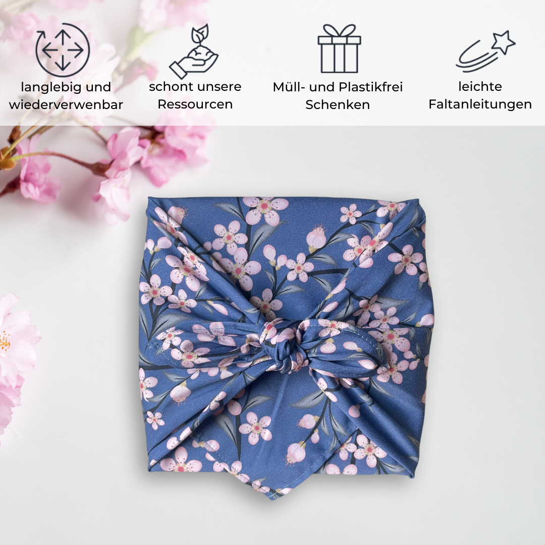 Furoshiki 4er Set eigen Musterwahl, Furoshiki cloth, Furoshiki Frühling, Furoshiki Sommer, Furoshiki Anleitungen zum nachmachen, wiederverwendbares Geschenkpapier, Geschenkverpackung aus Stoff,, Alternative zum Geschenkpapier, nachhaltig Schenken ohne Papier, umweltbewusst schenken, Furoshiki Tuch, Furoshiki mit Kirschblüten