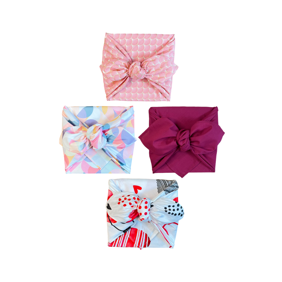 Furoshiki, Furoshiki Set, Furoshiki 4er Set, Furoshiki Weihnachten, Furoshike cloth, nachhaltig Schenken, Geschenkverpackung, Geschenktuch, Furoshiki Tuch, Zero waste Schenken, Geschenk für die Frau