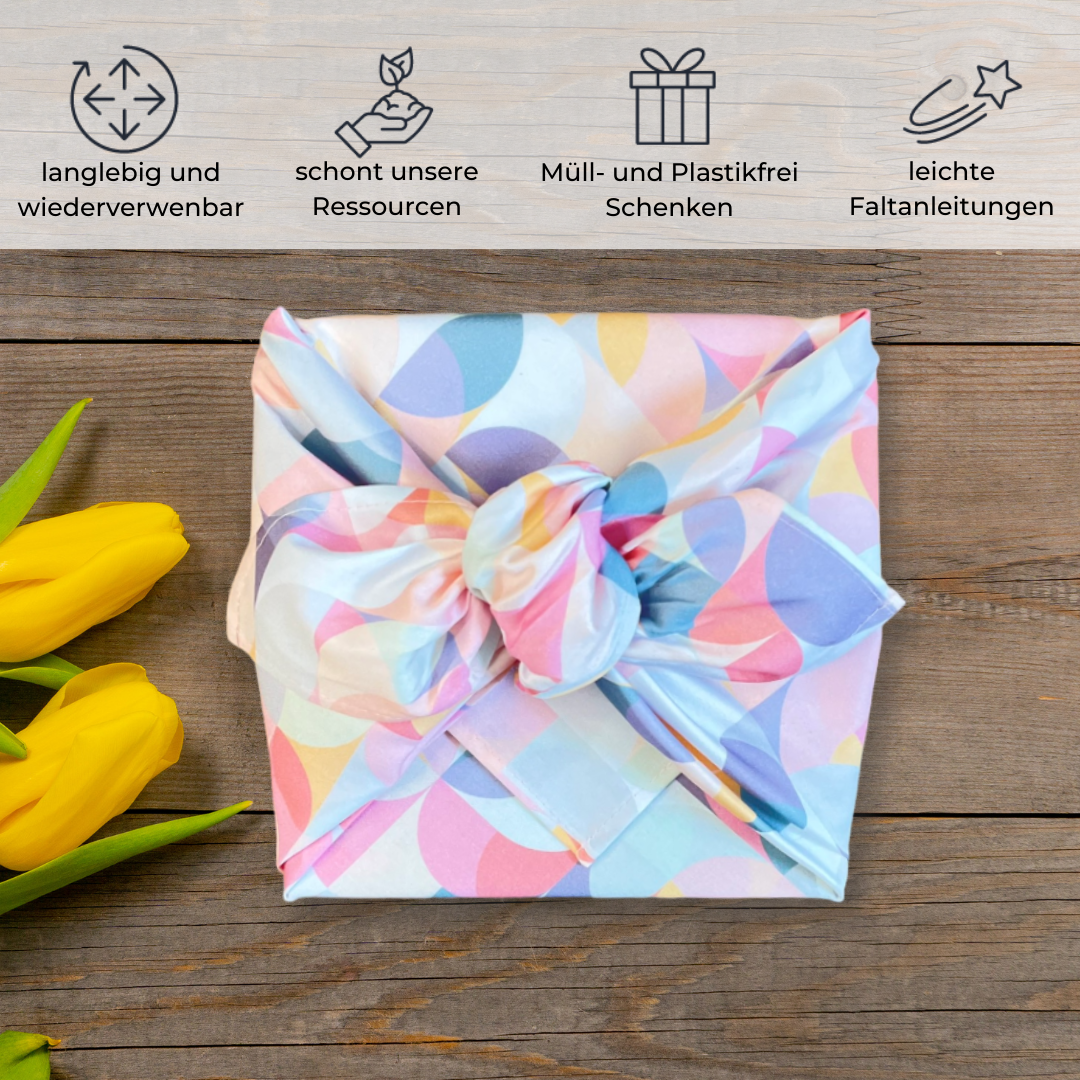 Furoshiki Sommer, Furoshiki Muttertag, Furoshiki Sommer,Furoshiki Pastella, Furoshiki Frostia, Furoshiki Schneeflocken, wiederverwendbare Geschenkverpackung, wiederverwendbares Geschenkpapier, nachhaltig schenken, nachhaltige Geschenkverpackung, Geschenkverpackung aus Stoff, Furoshiki cloth, Geschenktuch