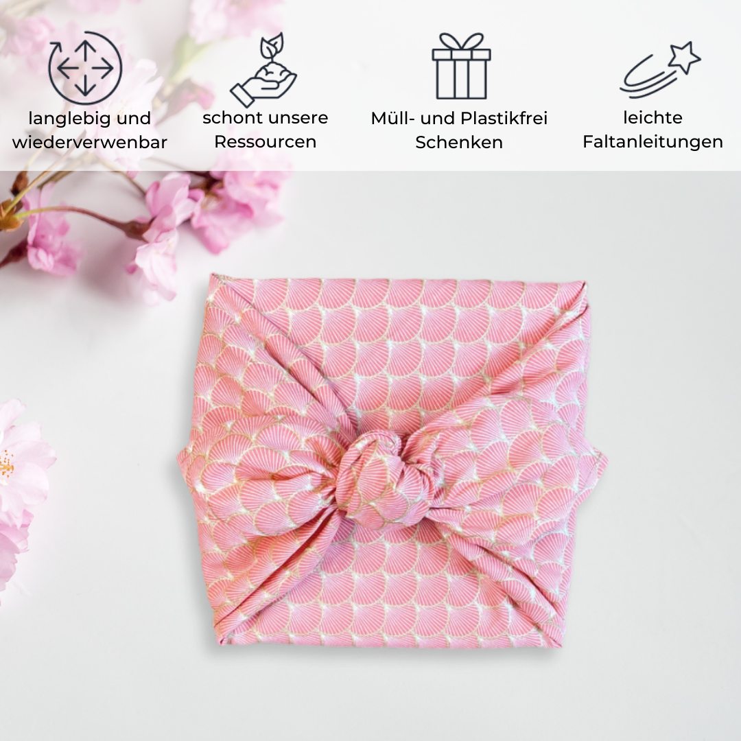 Furoshiki Fächermuster mit Gold Akzenten