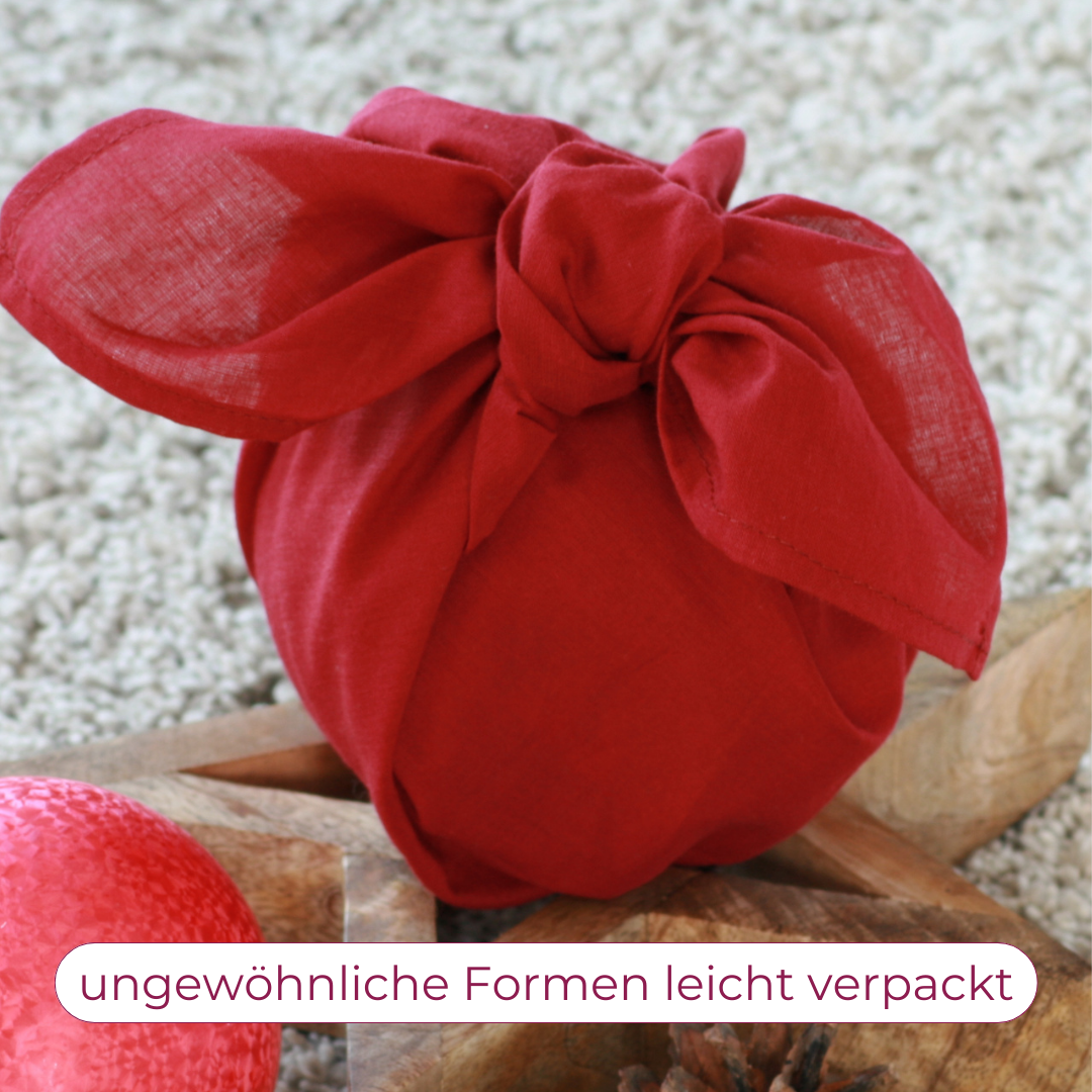 Furoshiki rot, Furoshiki für Weihnachten, Geschenke verpacken ohne Geschenkpapier, Weihnachten müllfrei Schenken