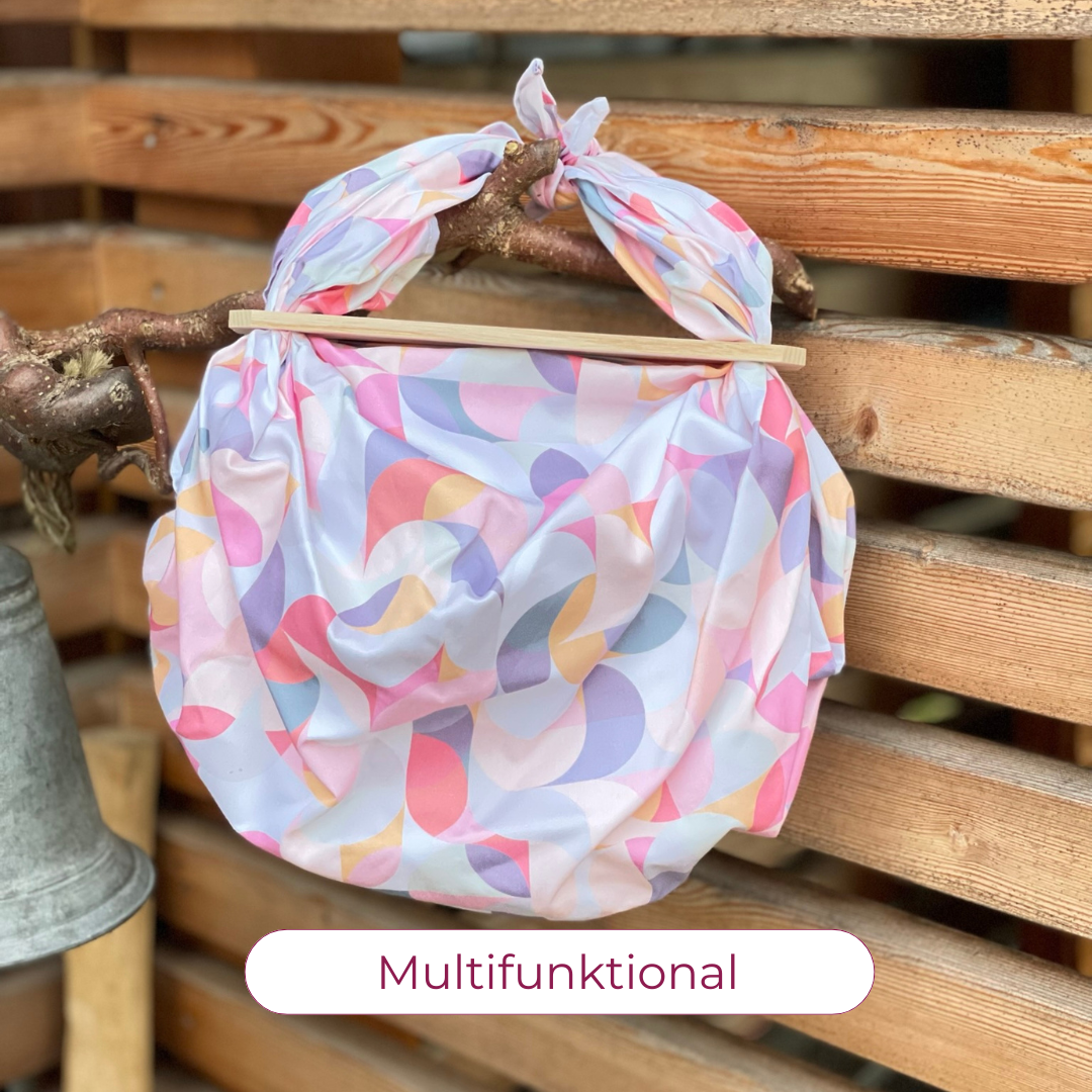 Furoshiki Frühling Wellen in pastelltönen, Furoshiki Anleitungen, Furoshiki zum Geburtstag, Furoshiki cloth, Geschenkpapier, Furoshiki bag, Furoshiki Sommer in Pastellfarben