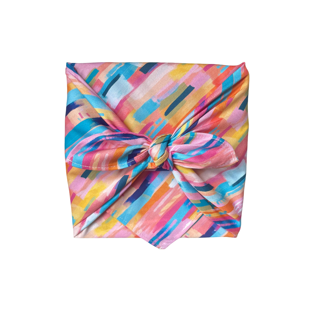 Furoshiki rainbow colors, Furoshiki cloth, Geschenktücher aus Stoff, wiederverwendbares Geschenkpapier, Furoshiki Frühling, Furoshiki Ostern, Furoshiki bunte Streifen, Furoshiki Kinder, Furoshiki Kindergeburtstag, Geschenktuch Kindergeburtstag, Furoshiki Tuch, Furoshiki Osterhase