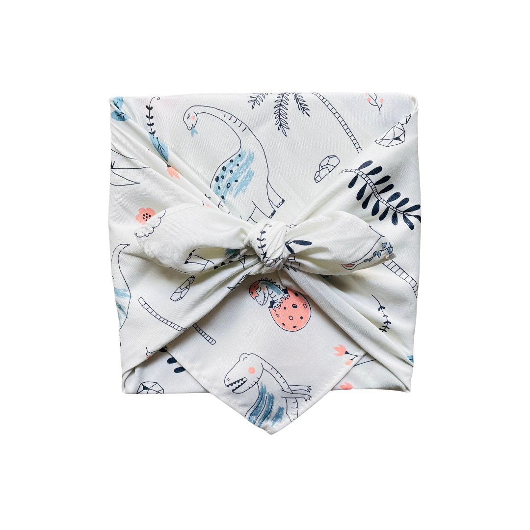 Furoshiki, Furoshiki Dinosaurier, Furoshiki für Kinder, nachhaltiges Geschenkpapier Dinosaurier, wiederverwendbare Geschenkverpackung Dino, wiederverwendbares Geschenkpapier, Geschenkverpackungs aus Stoff, nachhaltige Geschenkverpackung, nachhaltig Schenken