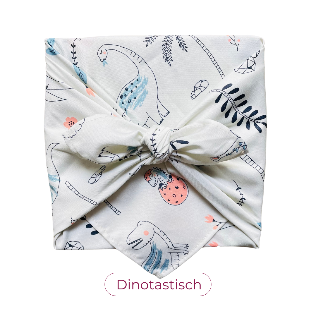 Furoshiki, Furoshiki Dinosaurier, Furoshiki für Kinder, nachhaltiges Geschenkpapier Dinosaurier, wiederverwendbare Geschenkverpackung Dino