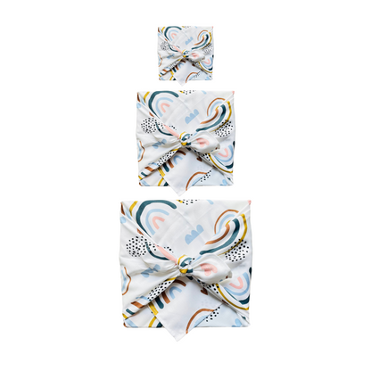 Furoshiki, Furoshiki Kindermotiv, Furoshiki Regenbogen, nachhaltige Geschenkverpackung, Geschenpapier Kinder, Furoshiki Set