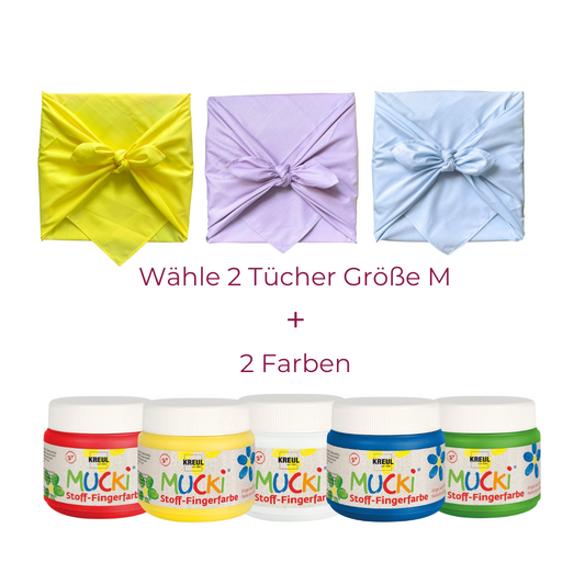 2 Tücher Größe M und 2 Stoff-Fingerfarben